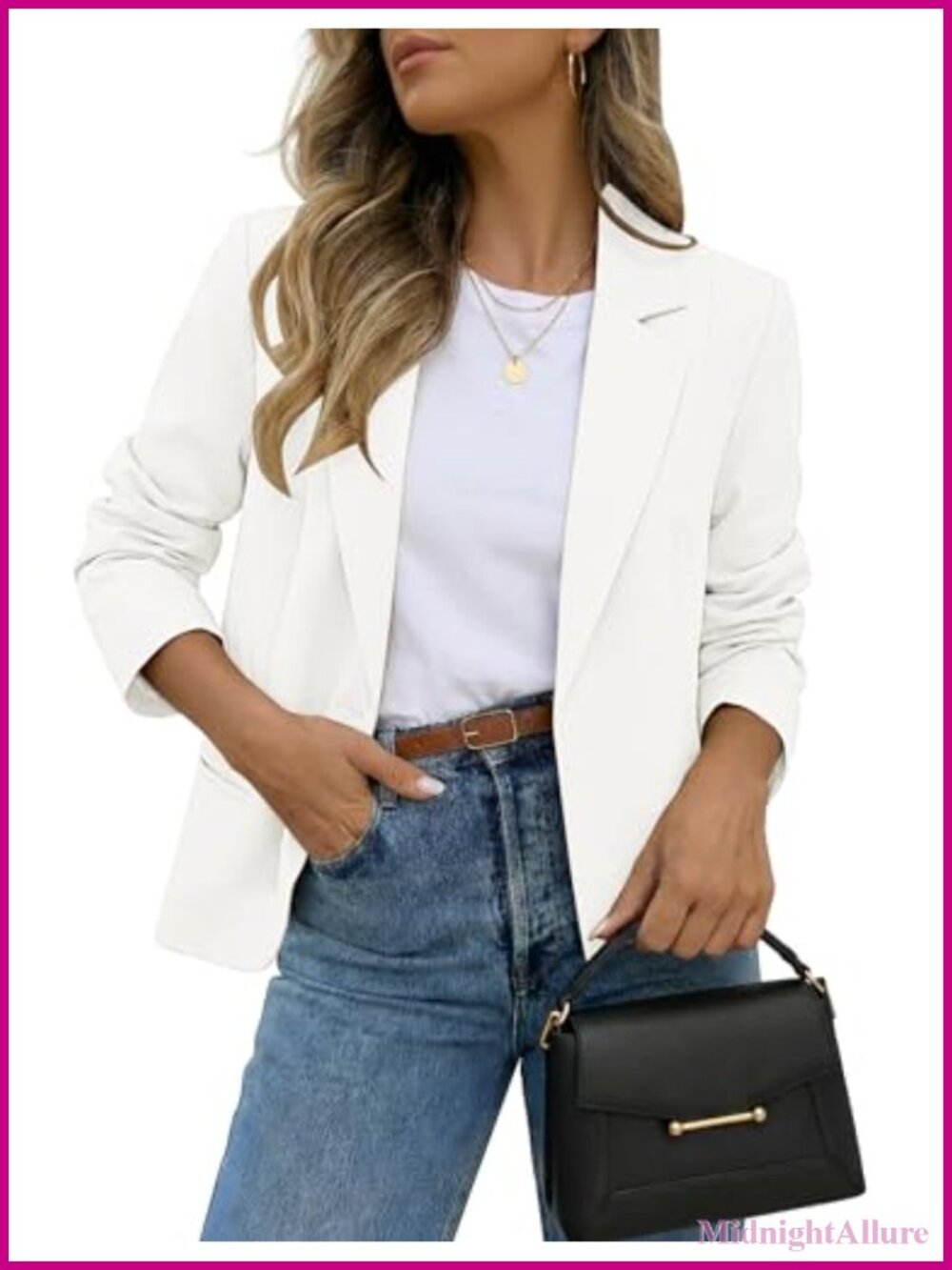 luvamia Blazer Business Casual Button Front Long Sleeve Tailored